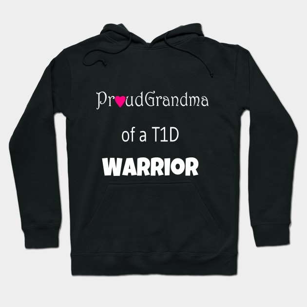 Proud Grandma - White Text - Pink Heart Hoodie by CatGirl101